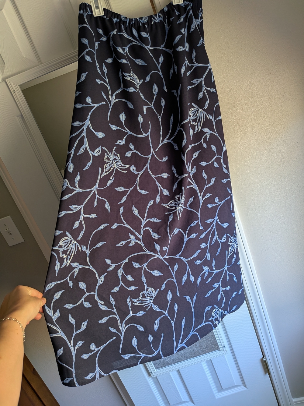 Jacqueline Ferrar Navy Maxi Skirt with Pale Blue Floral Print